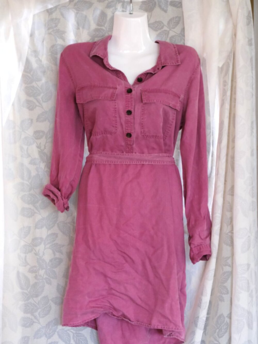 GAP Lyocell Shirt Dress | Purple Denim-Look Button Up Dress | Size Medium